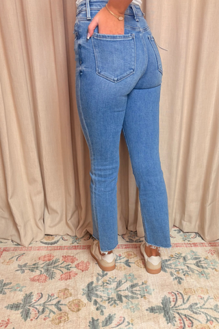 Kye HR Raw Slant Hem Crop Flare