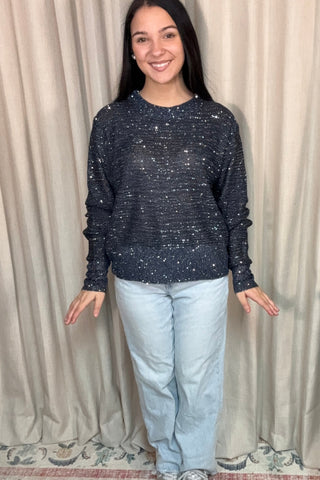 Shimmer Scallop Hem Sweater