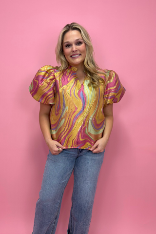 The Golden Swirl Statement Top