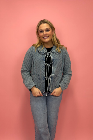 The Heirloom Lace-Up Denim Jacket