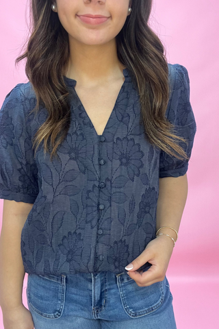 Midnight Garden Button Top