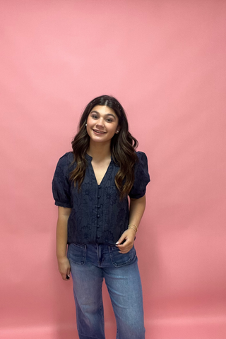Midnight Garden Button Top