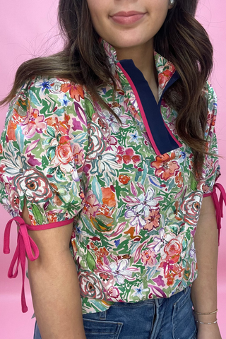 Bloom & Breeze Floral Tie Sleeve Top