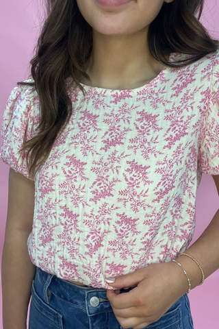 Blushing Garden Puff Sleeve Top