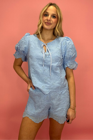 Bluebell Breeze Eyelet Short Set