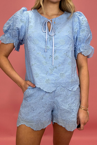 Bluebell Breeze Eyelet Short Set