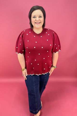 The Bordeaux Charm Sweater Top