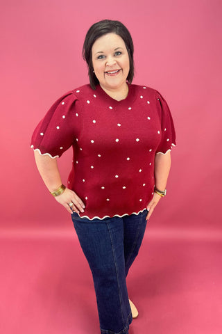 The Bordeaux Charm Sweater Top