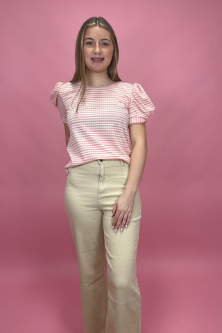 Blushing Stripe Puff Sleeve Top