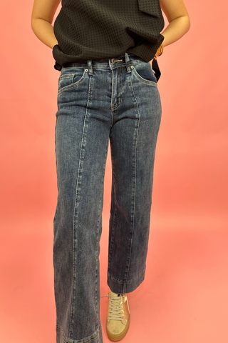 Petal Path Wide Leg Seam Jeans