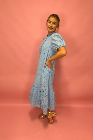 Sky Blossom Eyelet Dress