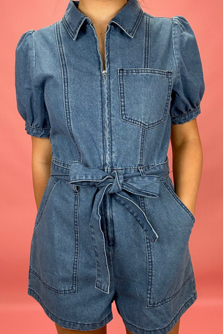 Denim Darling Zip Romper