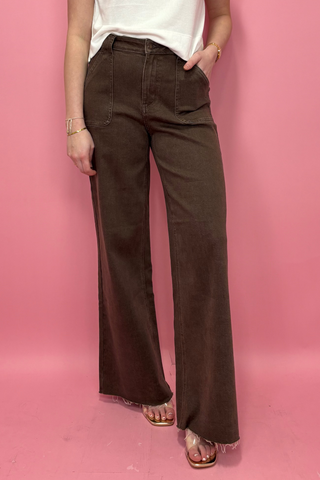 The Presley Brown Wide Leg Jeans