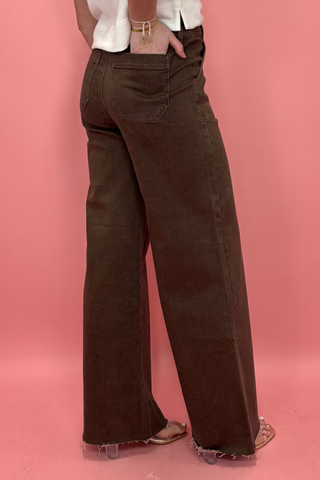 The Presley Brown Wide Leg Jeans