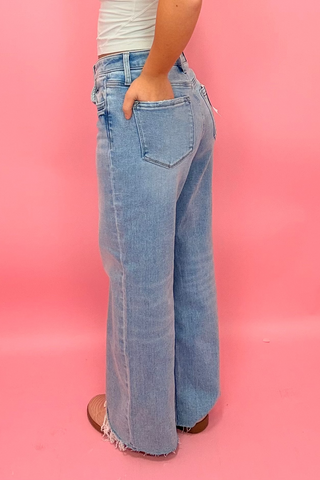 Eli HR Distressed Hem Crop Wide Leg Jean