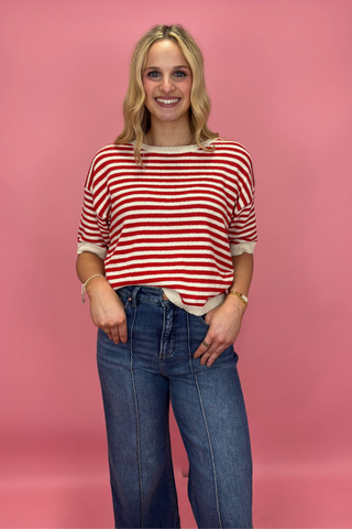 Sugar Stripe Sweetheart Top