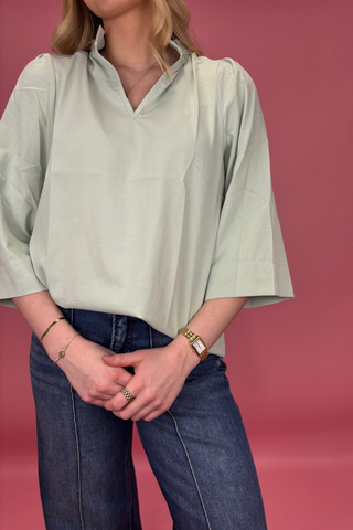 Mint Morning Ruffle Top