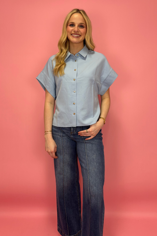 Blue Skies Button Top