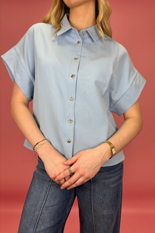 Blue Skies Button Top