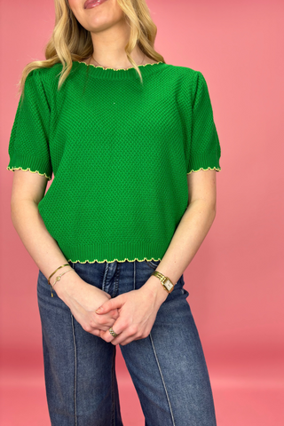 Spring Petal Trim Sweater Top