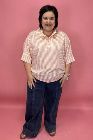 Southern Stripe Breeze Top-Curvy