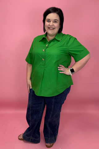 Golden Button Luxe Poplin Top
