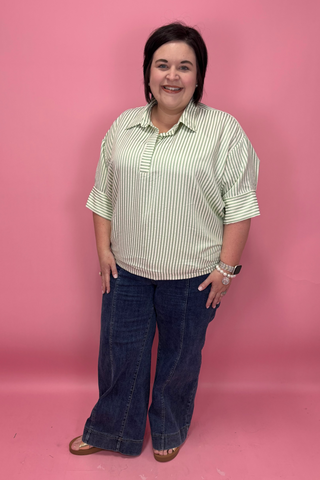 Southern Stripe Breeze Top-Curvy