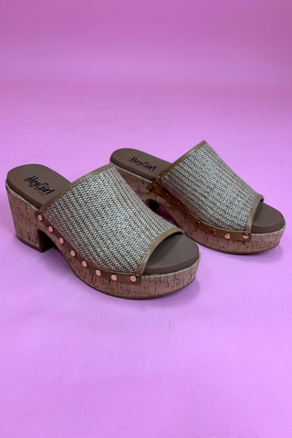 Honey Raffia Cork Heel