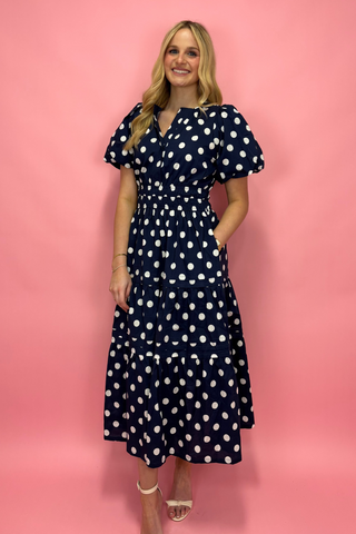 Midnight Charm Polka Dot Dress