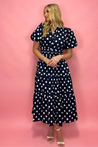Midnight Charm Polka Dot Dress