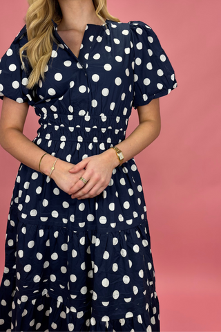 Midnight Charm Polka Dot Dress