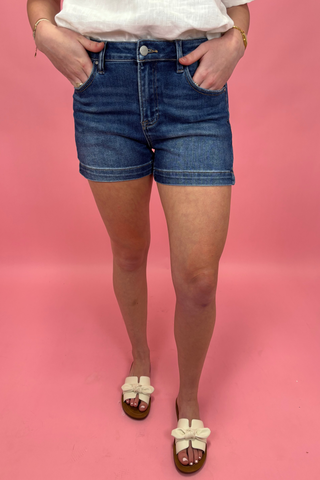Bayou Breeze Side-Slit Denim Shorts