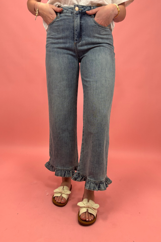 Bayou Ruffle Wide-Leg Jean
