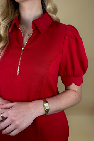 Scarlet Charm Zip Dress