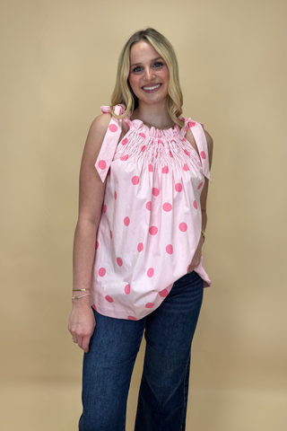 Petal Pink Picnic Smocked Top