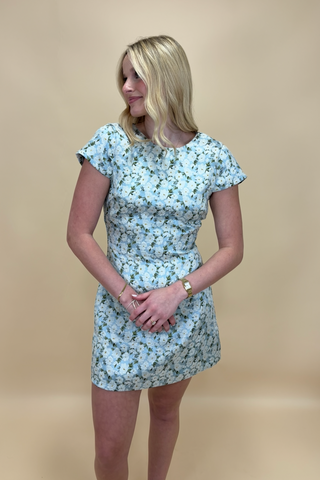Sky Blossom Jacquard Dress