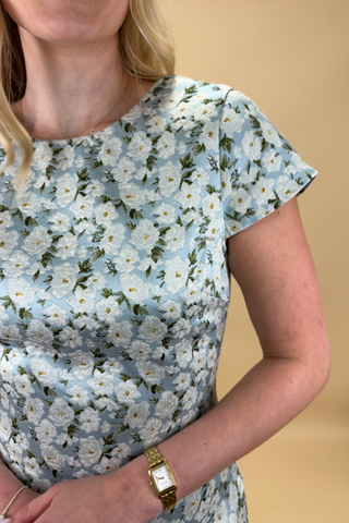 Sky Blossom Jacquard Dress