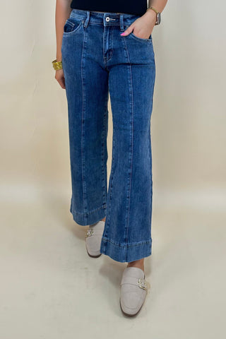 Petal Path Wide Leg Seam Jeans
