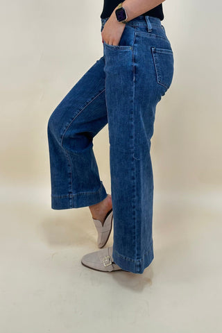 Petal Path Wide Leg Seam Jeans