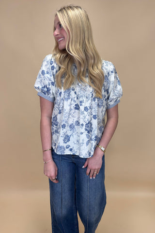 Blue Willow Blossom Top