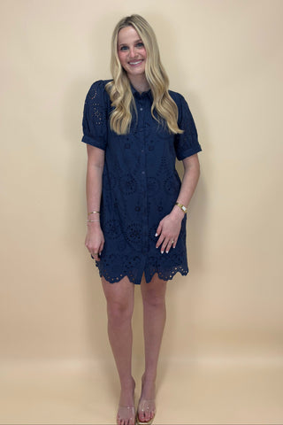 Midnight Bloom Eyelet Dress