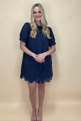 Midnight Bloom Eyelet Dress