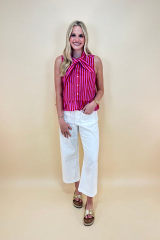 Rosy Garden Tie-Front Top