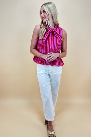 Rosy Garden Tie-Front Top