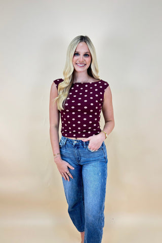 The Parlour Dot Draped Top