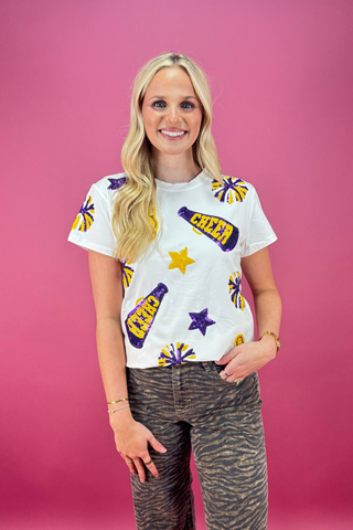 The Cheer Loud Sequin Front & Back Game Day Tee