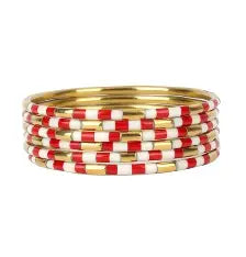 BuDhaGirl Red/White Veda Bangles-Set of 6