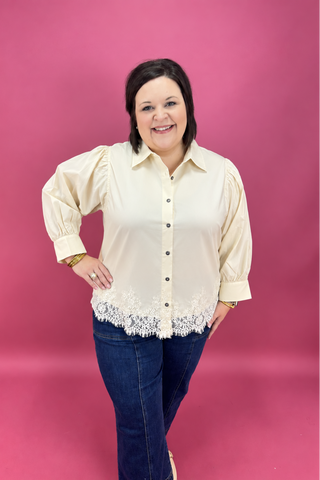 The Paper Moon Lace Button Top