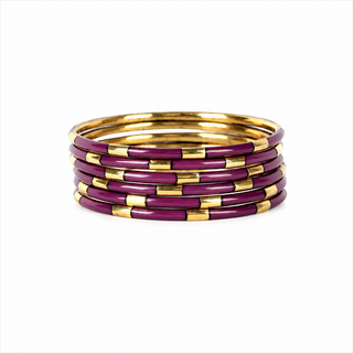 BuDhaGirl Amethyst Veda Bangles-Set of 6