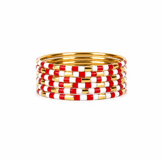 BuDhaGirl Red/White Veda Bangles-Set of 6